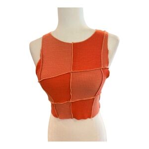 Isabelle's Cabinet Women's Y2K Crop Top Patchwork Size Small Orange